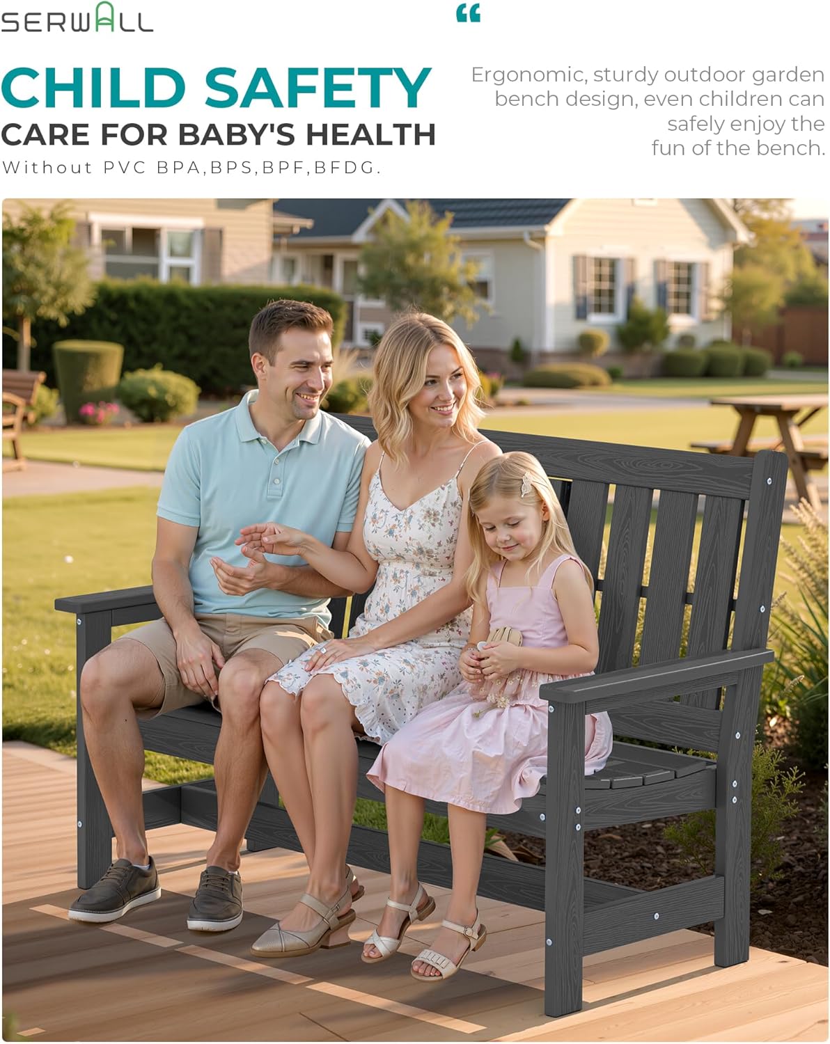 buy SERWALL outdoor bench,SERWALL garden bench cup holder,best outdoor bench for 3 person,HDPE patio bench pros cons,SERWALL bench assembly easy,weatherproof park bench worth buying performance testing and real-world results