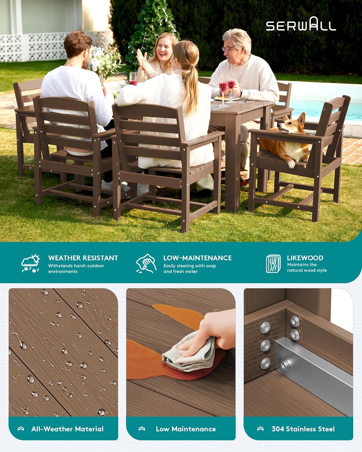 buy SERWALL outdoor dining set,SERWALL HDPE dining set pros cons,SERWALL patio dining set worth it,best outdoor dining set for large family,SERWALL dining set vs other brands,SERWALL dining table with umbrella hole performance testing and real-world results