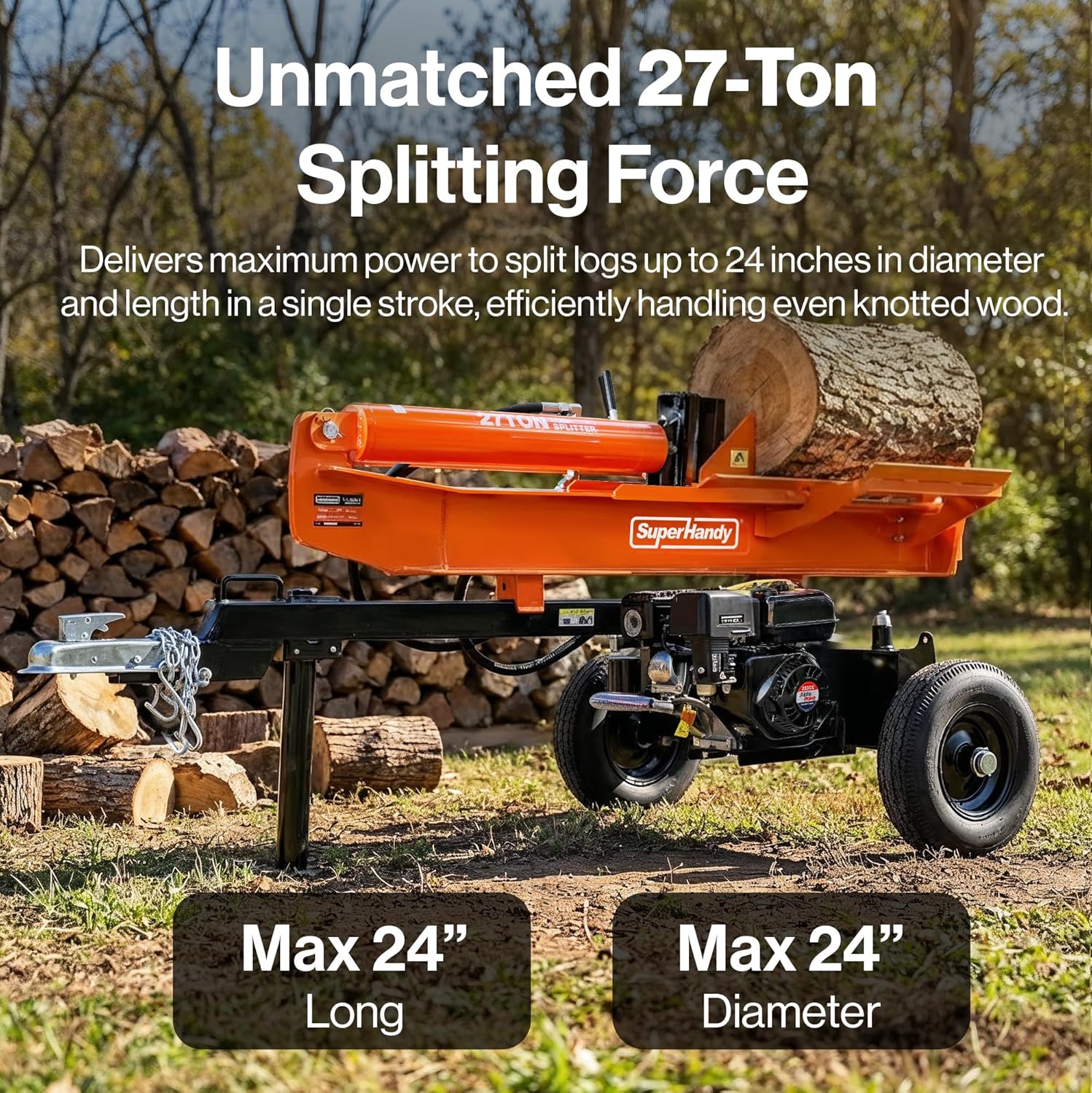 buy Superhandy 27 ton log splitter,Superhandy 27 ton log splitter pros cons,is Superhandy 27 ton log splitter worth buying,best gas log splitter for firewood,Superhandy log splitter vs alternatives,vertical log splitter for heavy logs unboxing and complete package contents