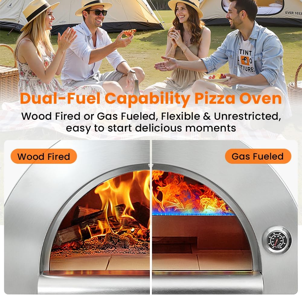 Detailed features of the UYRIE 32.5 dual fuel pizza oven