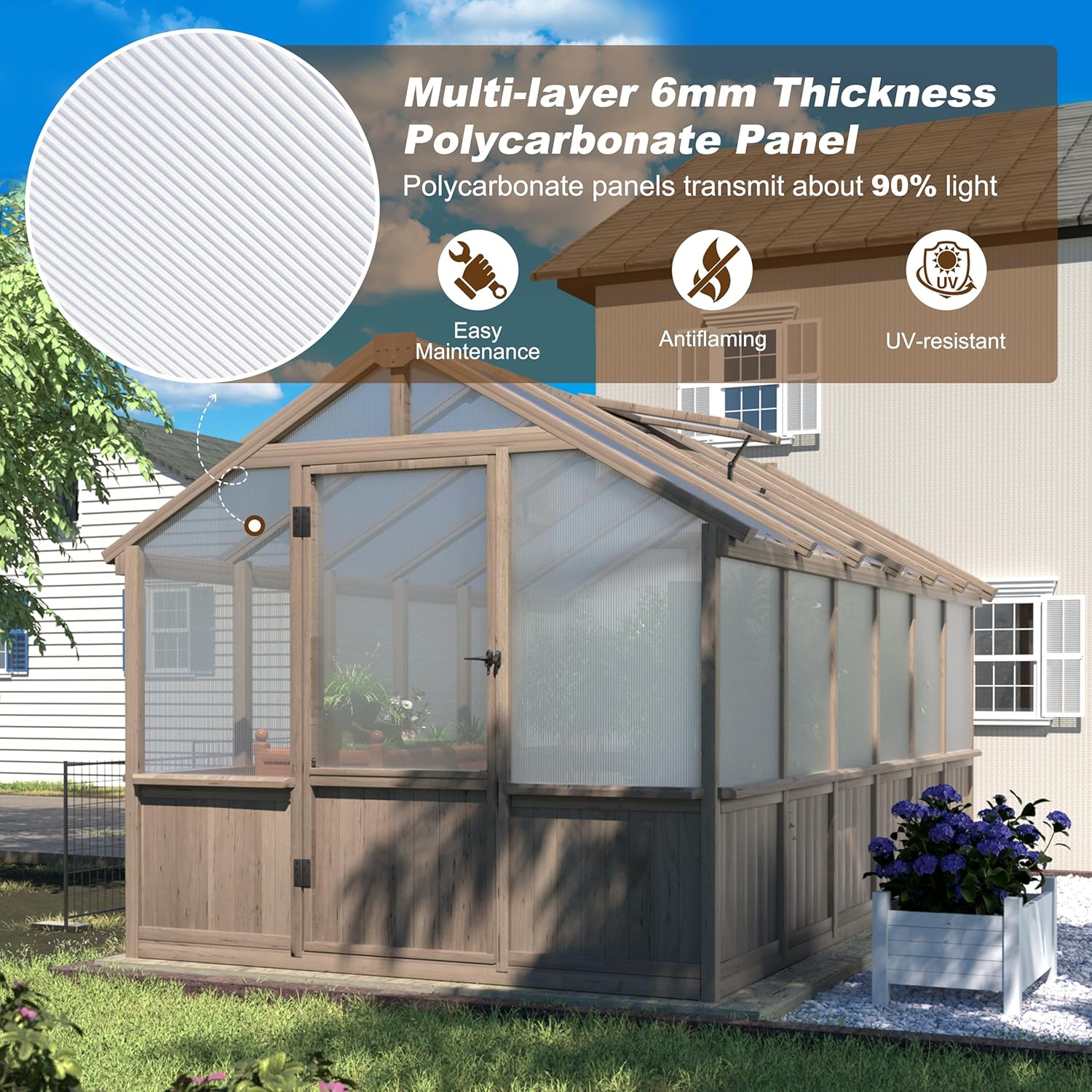 buy VEIKOU 8x12 greenhouse,best wooden greenhouse for backyard,VEIKOU greenhouse pros cons,cedar frame greenhouse worth it,8x12 walk in greenhouse for winter,polycarbonate greenhouse vs glass performance testing and real-world results