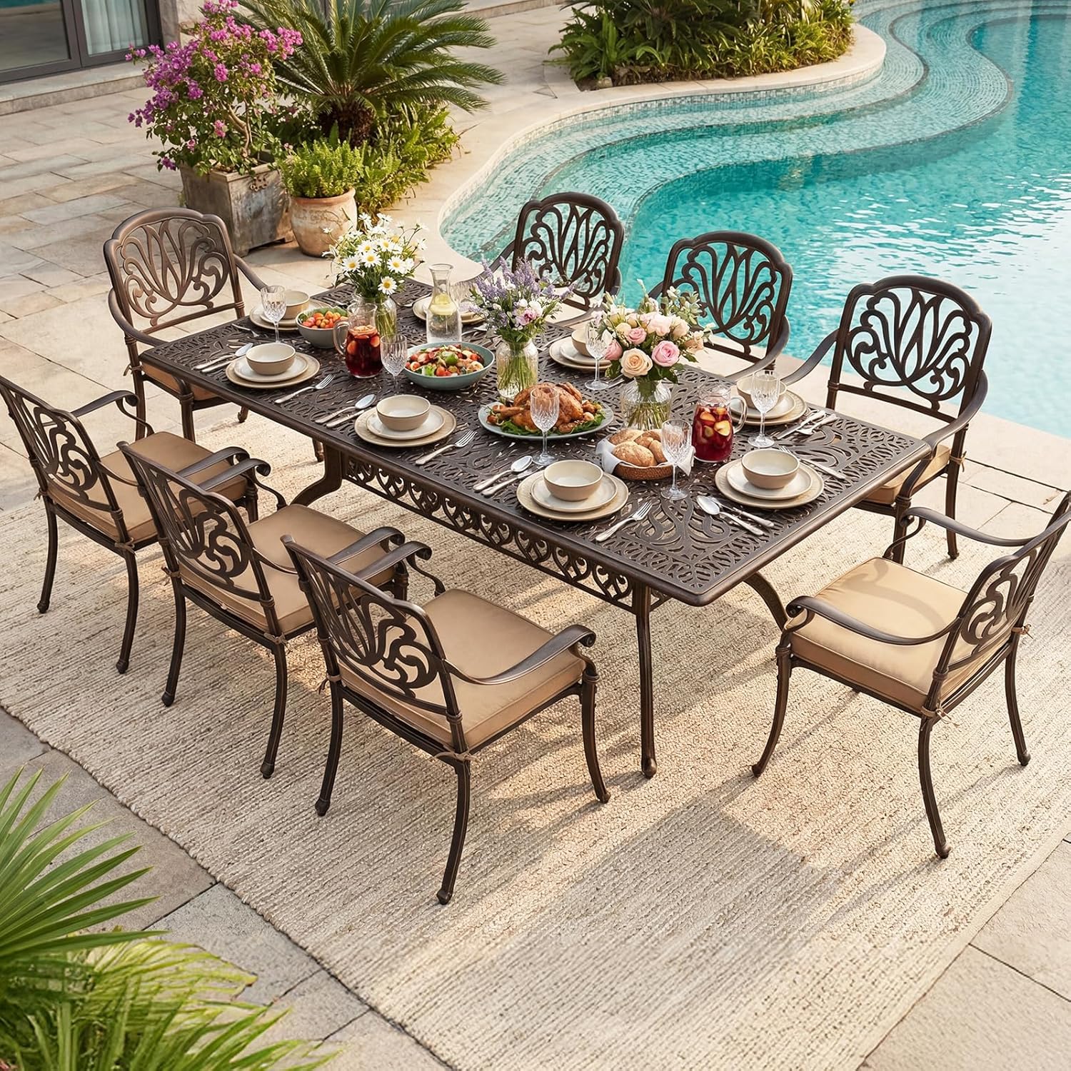 buy VINGLI cast aluminum patio dining set,should I buy VINGLI outdoor dining set,VINGLI cast aluminum patio set pros cons,best patio dining sets for 8 people,VINGLI outdoor dining set worth buying,VINGLI vs other cast aluminum dining sets unboxing and complete package contents