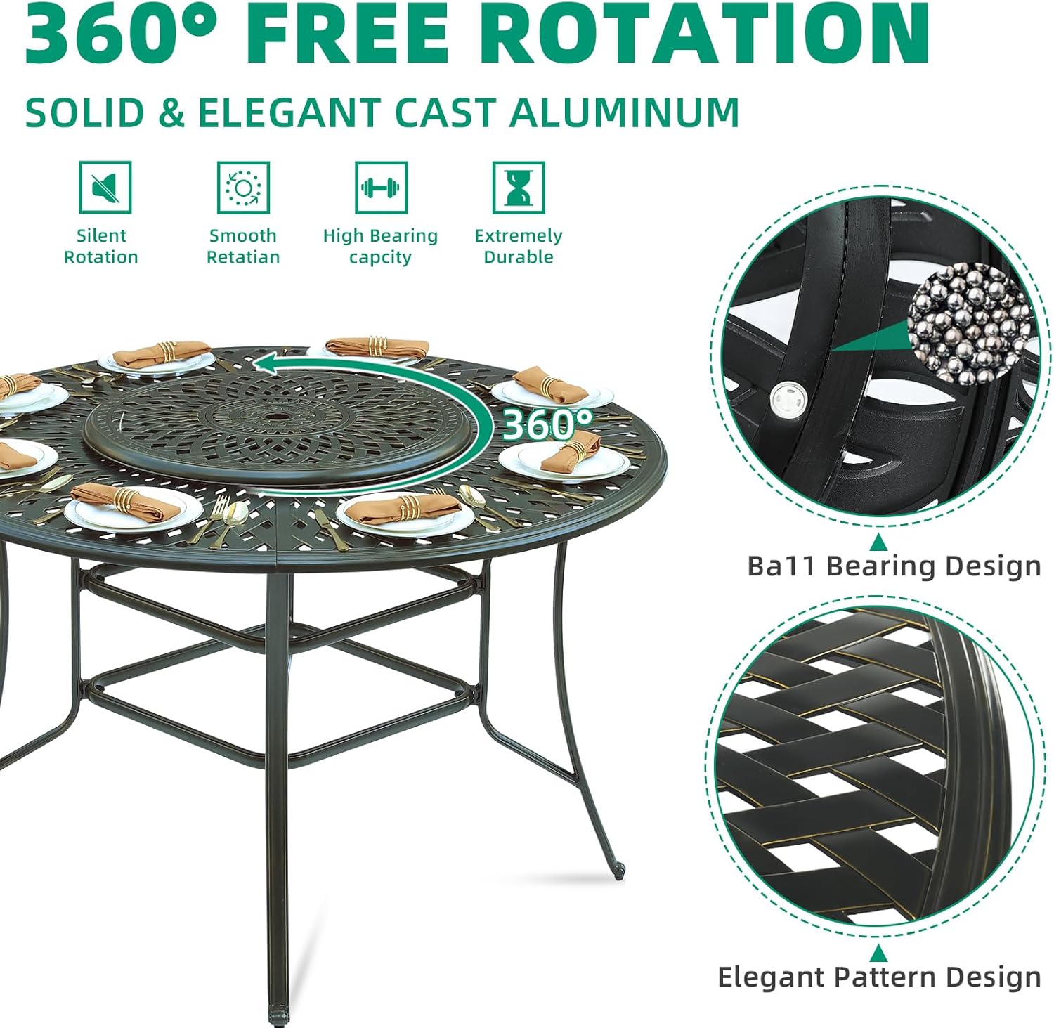 buy VIVIJASON patio bar set,VIVIJASON cast aluminum dining set pros cons,best patio bar table and chairs for outdoor use,swivel bar stools vs stationary worth buying,should I buy a cast aluminum patio set,VIVIJASON bar set with lazy Susan features performance testing and real-world results
