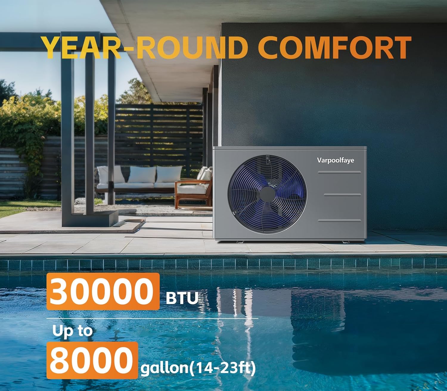 buy above ground pool heater 30000 BTU,best pool heat pump for 8000 gallon,above ground pool heater WiFi control pros cons,Varpoolfaye pool heater worth buying,pool heat pump 30000 BTU vs 27000 BTU,electric pool heater for above ground pool unboxing and complete package contents