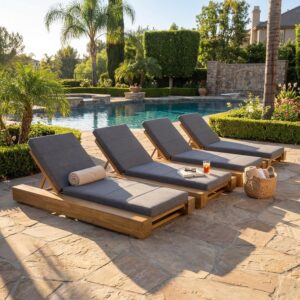 Image 1 of buy acacia wood chaise lounge set