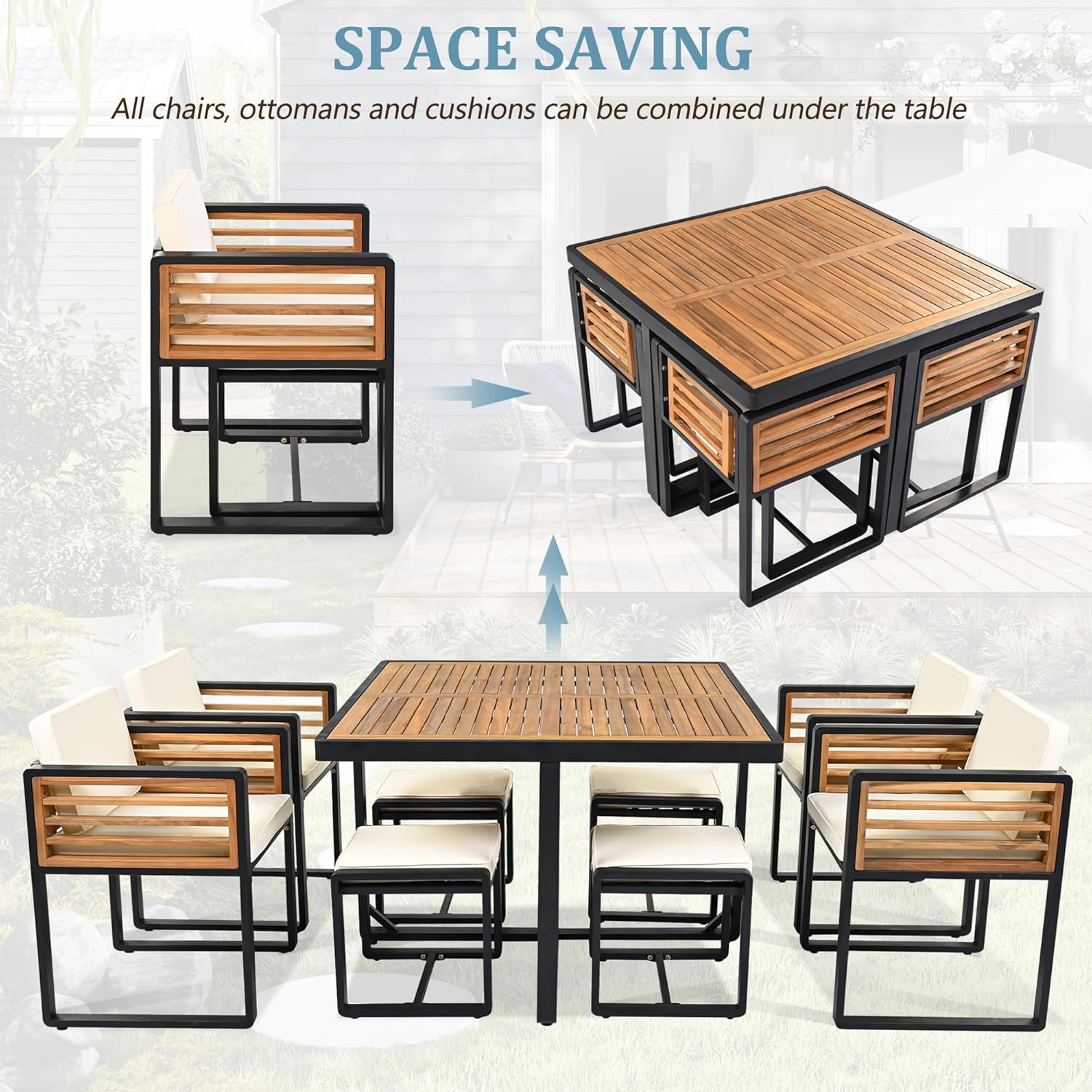 buy acacia wood patio dining set,should I buy acacia wood patio dining set,best outdoor dining set for 8,acacia wood patio set pros cons,space saving patio dining set,all weather resistant conversation set performance testing and real-world results