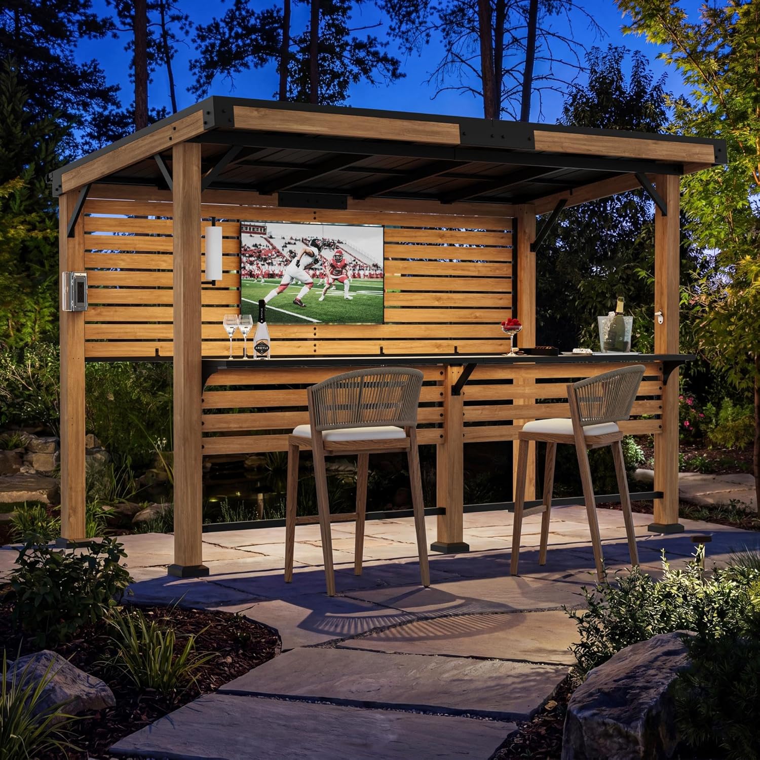 buy cedar wood gazebo with TV mount,cedar wood grill gazebo pros cons,Modern Shade Woodberry gazebo worth buying,best outdoor bar gazebo for patio,wood gazebo with USB charging ports,should I buy a hardtop gazebo with TV mount unboxing and complete package contents