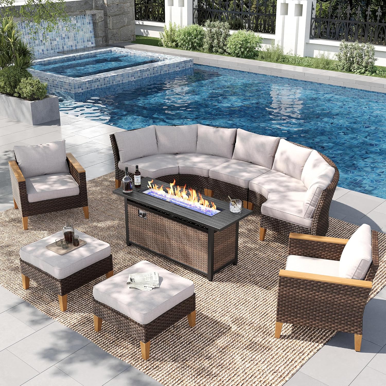 Image 1 of buy curved patio fire pit set