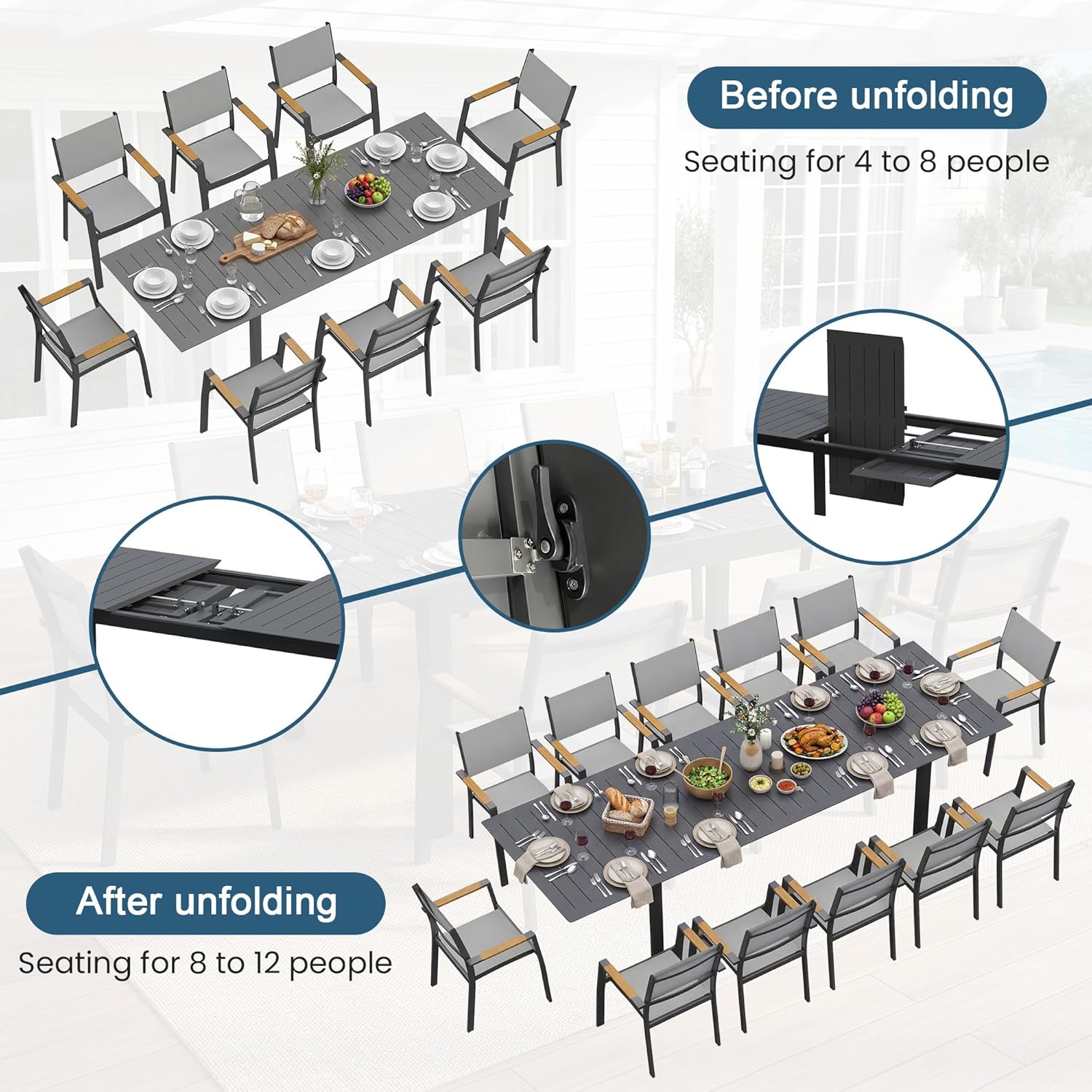 buy extensible patio dining set,should I buy extensible patio dining set,extensible patio dining set pros cons,best folding patio furniture,all-weather outdoor dining set worth buying,extensible table patio set vs standard unboxing and complete package contents