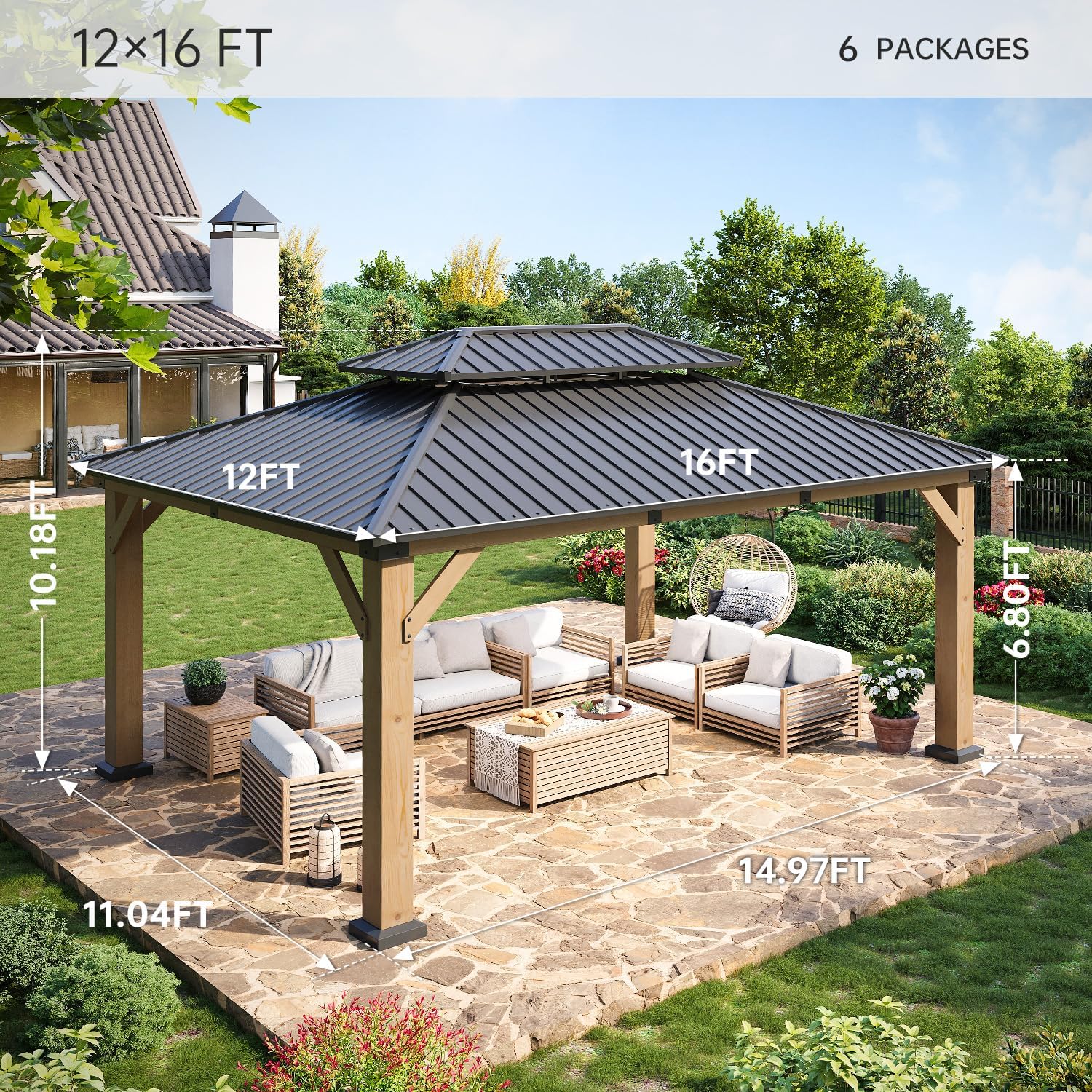 buy hardtop wood gazebo,should I buy a hardtop gazebo,hardtop wood gazebo pros cons,best hardtop gazebo for patio,wood gazebo vs metal gazebo,hardtop gazebo worth buying for deck unboxing and complete package contents of LET'S Patio gazebo