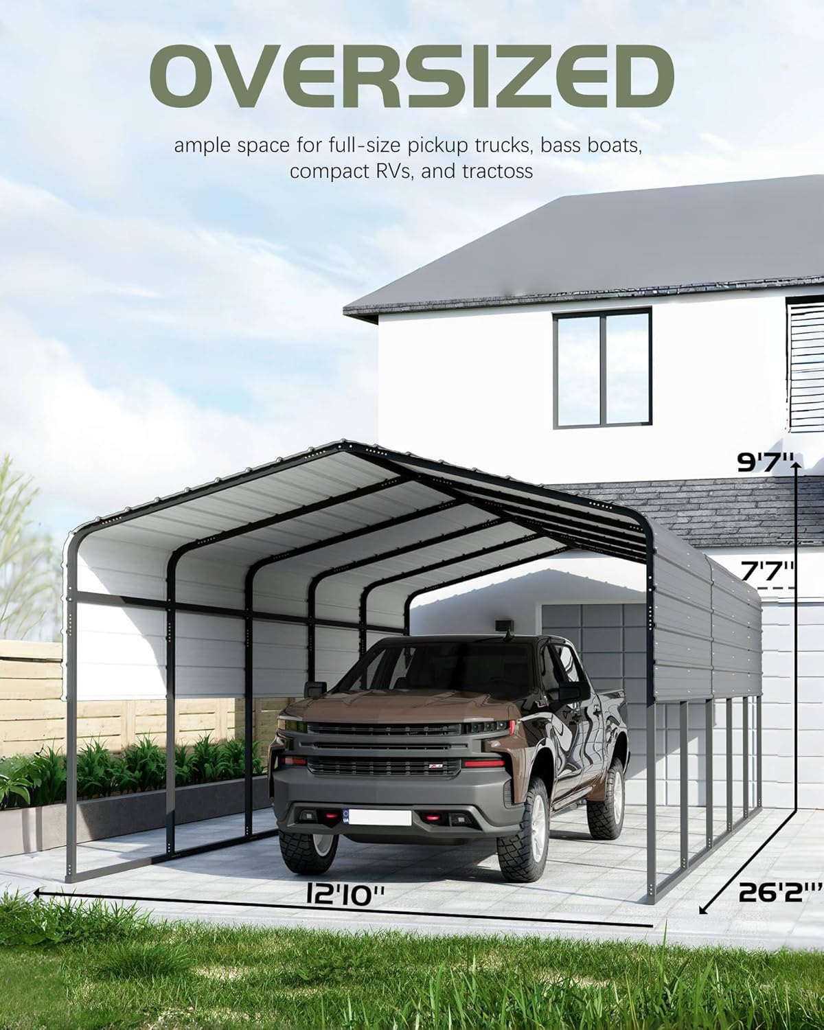 buy heavy duty metal carport,should I buy a heavy duty carport,best carport for truck storage,heavy duty carport pros cons,metal carport for pickup truck worth buying,all weather carport for vehicles unboxing and complete package contents