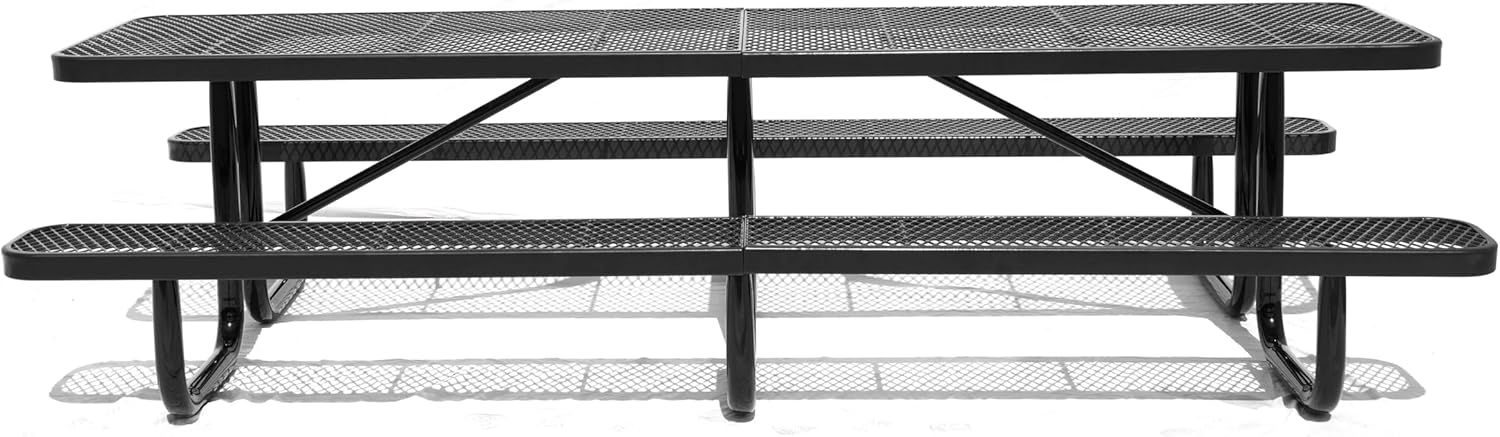 buy heavy duty metal picnic table,heavy duty picnic table pros cons,best metal picnic table for park,should I buy a heavy duty commercial picnic table,expanded metal picnic table durability,1200 lb capacity picnic table worth it unboxing and complete package contents