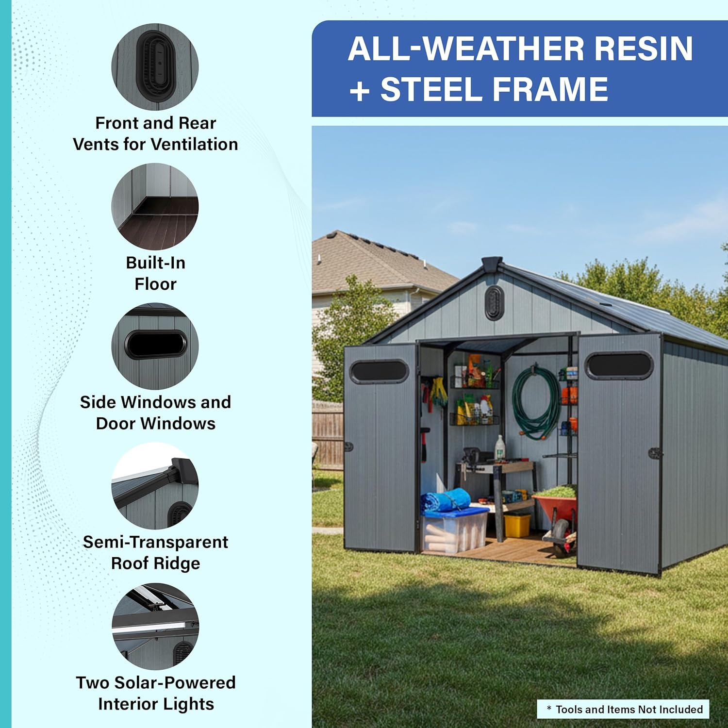 buy heavy duty outdoor storage shed,best heavy duty resin shed for backyard,plastic storage shed weatherproof worth it,PLEXALIFE 8x12 shed pros cons,outdoor shed with solar lights vs regular,should I buy a heavy duty plastic shed unboxing and complete package contents