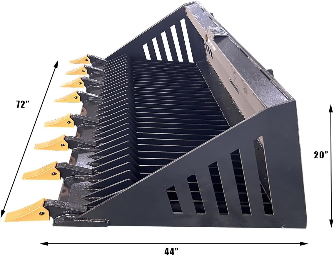 buy heavy duty rock bucket,skid steer rock bucket worth it,heavy duty root rake grapple vs bucket,72 inch rock bucket pros cons,best skid steer rock bucket for tractors,should I buy a rock bucket for my skid steer unboxing and complete package contents