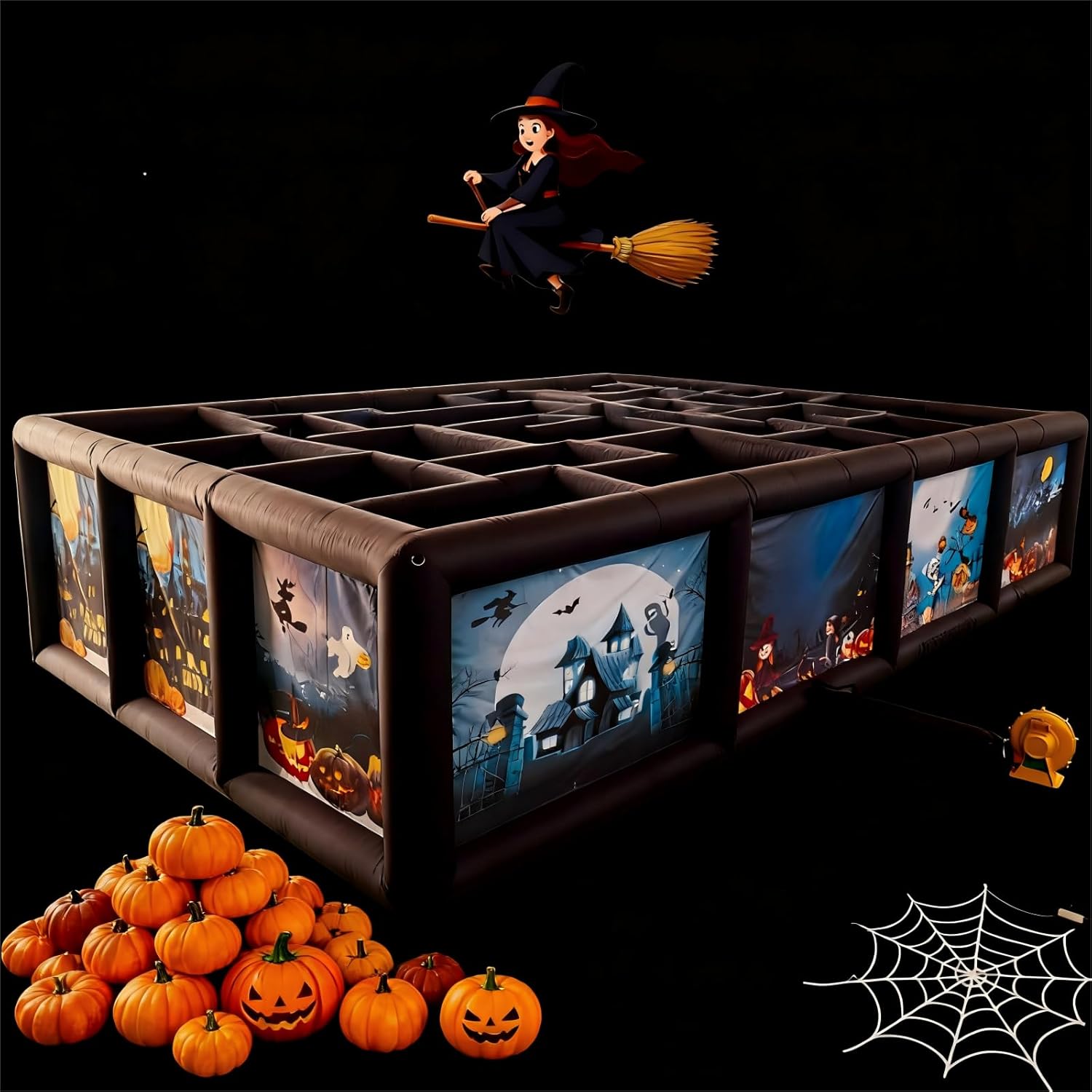 buy inflatable haunted house maze,best Halloween maze for backyard,inflatable haunted house worth buying,inflatable labyrinth maze pros cons,where to get Halloween inflatable decor,outdoor spooky maze for parties unboxing and complete package contents