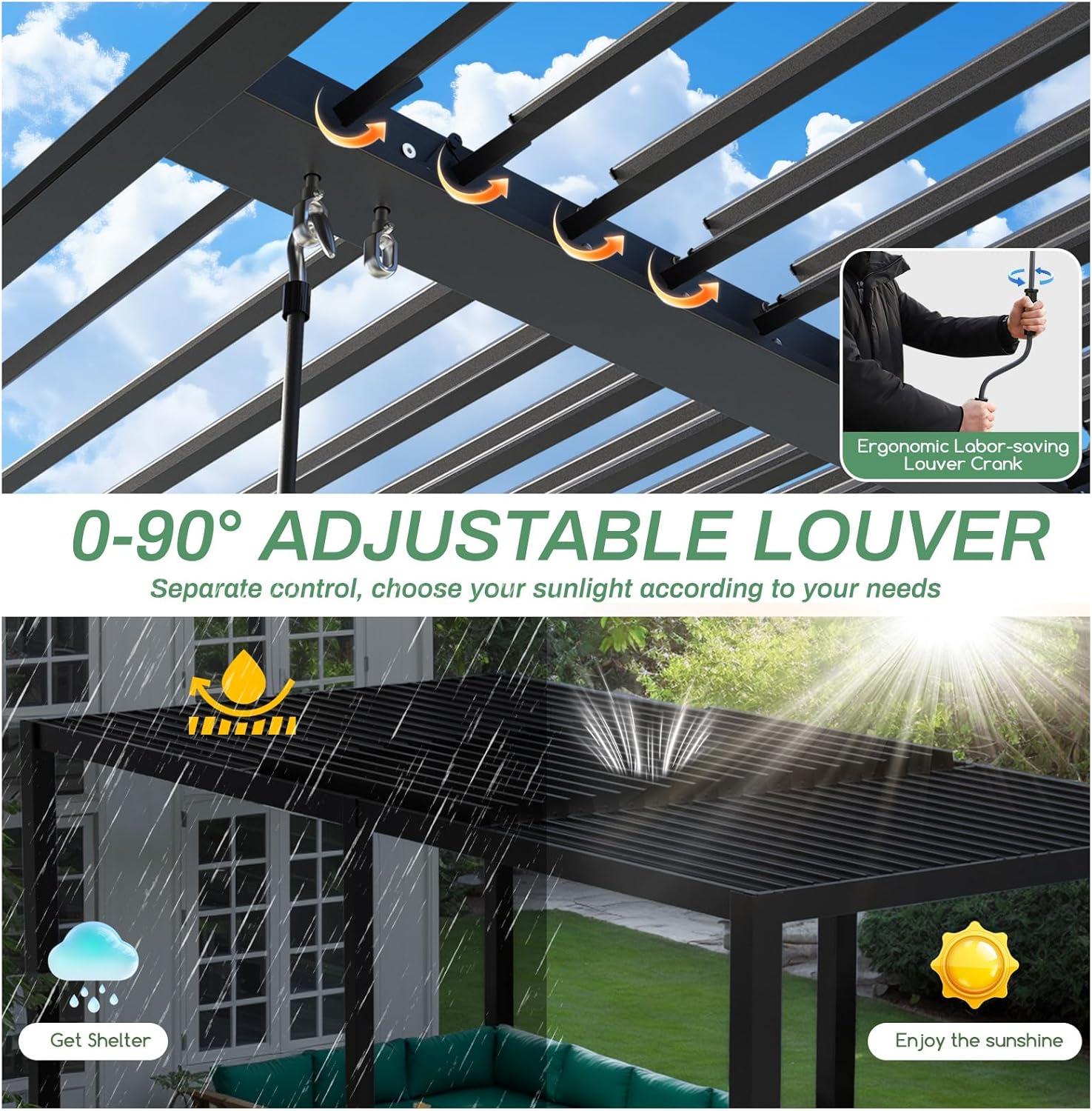buy louvered pergola with lights,is louvered pergola worth it,best outdoor pergola for patio,LVUYOYO pergola pros cons,aluminum pergola with adjustable roof,waterproof pergola for backyard performance testing and real-world results