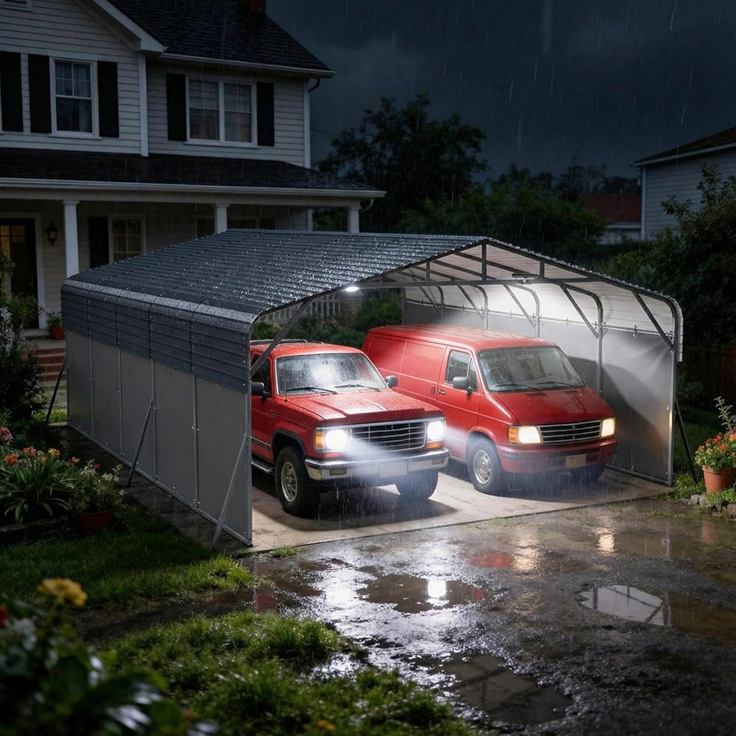 Image 1 of buy metal carport with led light
