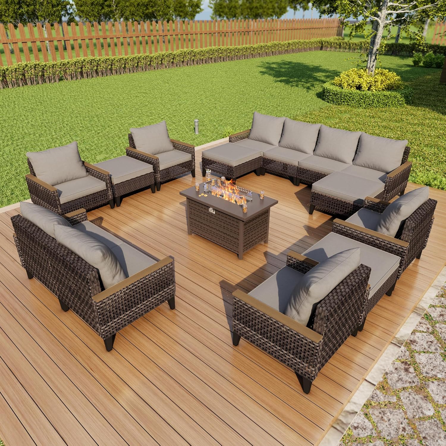buy outdoor patio furniture set with fire pit,should I buy a wicker sectional set for patio,best outdoor furniture set with fire pit table,patio conversation set with fire pit pros cons,modular outdoor seating set with fire pit worth buying,PCSXDSW patio furniture set vs alternatives unboxing and complete package contents