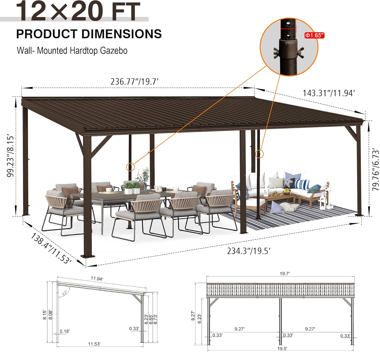 domi hardtop lean to gazebo pros cons,should I buy domi lean to gazebo,domi gazebo vs sunjoy,connectable wall mounted gazebo features,best wall mounted gazebo for deck,domi outdoor gazebo honest worth buying unboxing and complete package contents