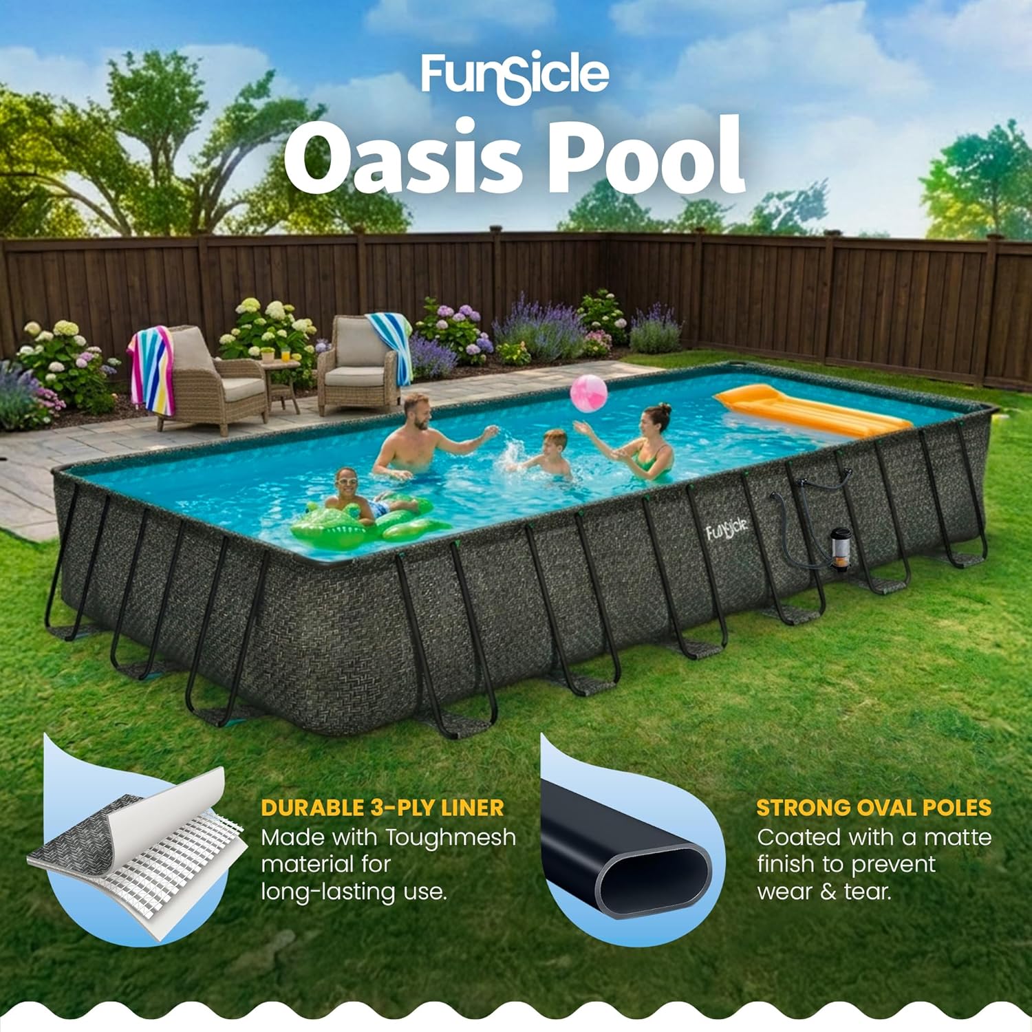 funsicle oasis pool worth it,funsicle oasis pool pros cons,above ground pool setup time,best rectangular above ground pool,funsicle pool durability,should you buy funsicle oasis performance testing and real-world results