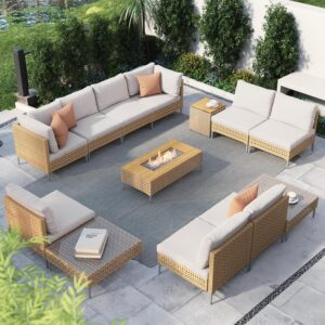 Image 1 of grand patio 13 piece wicker fire pit set worth buying