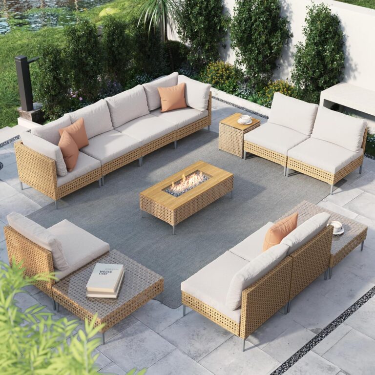 Image 1 of grand patio 13 piece wicker fire pit set worth buying