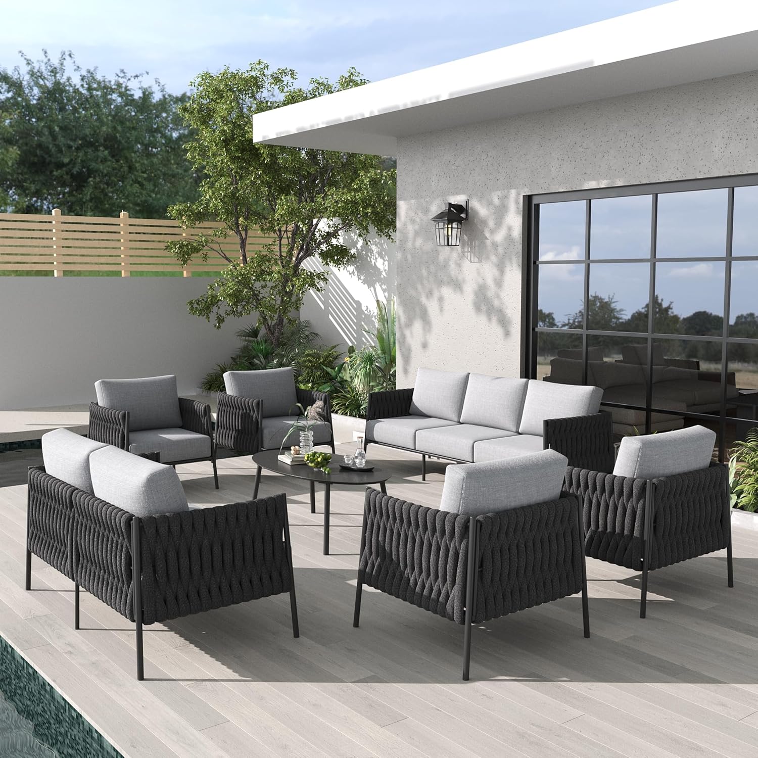 layinsun 7 piece outdoor furniture set,is layinsun patio set worth it,layinsun rope sofa set pros cons,best 7 piece outdoor conversation set for car,layinsun furniture vs alternatives,patio set deep seating comfort unboxing and complete package contents
