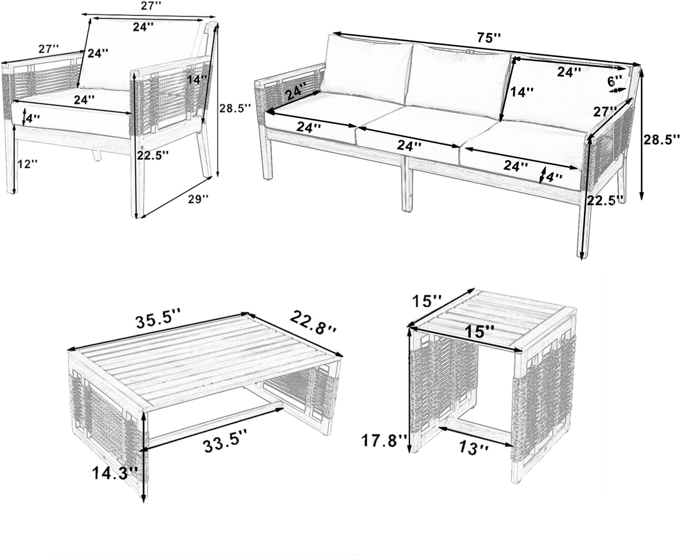 merax 5 piece conversation set worth it,merax outdoor seating pros cons,best acacia wood patio set for weather,merax rope furniture vs competitors,is merax 5 piece set durable,should i buy merax conversation set unboxing and complete package contents