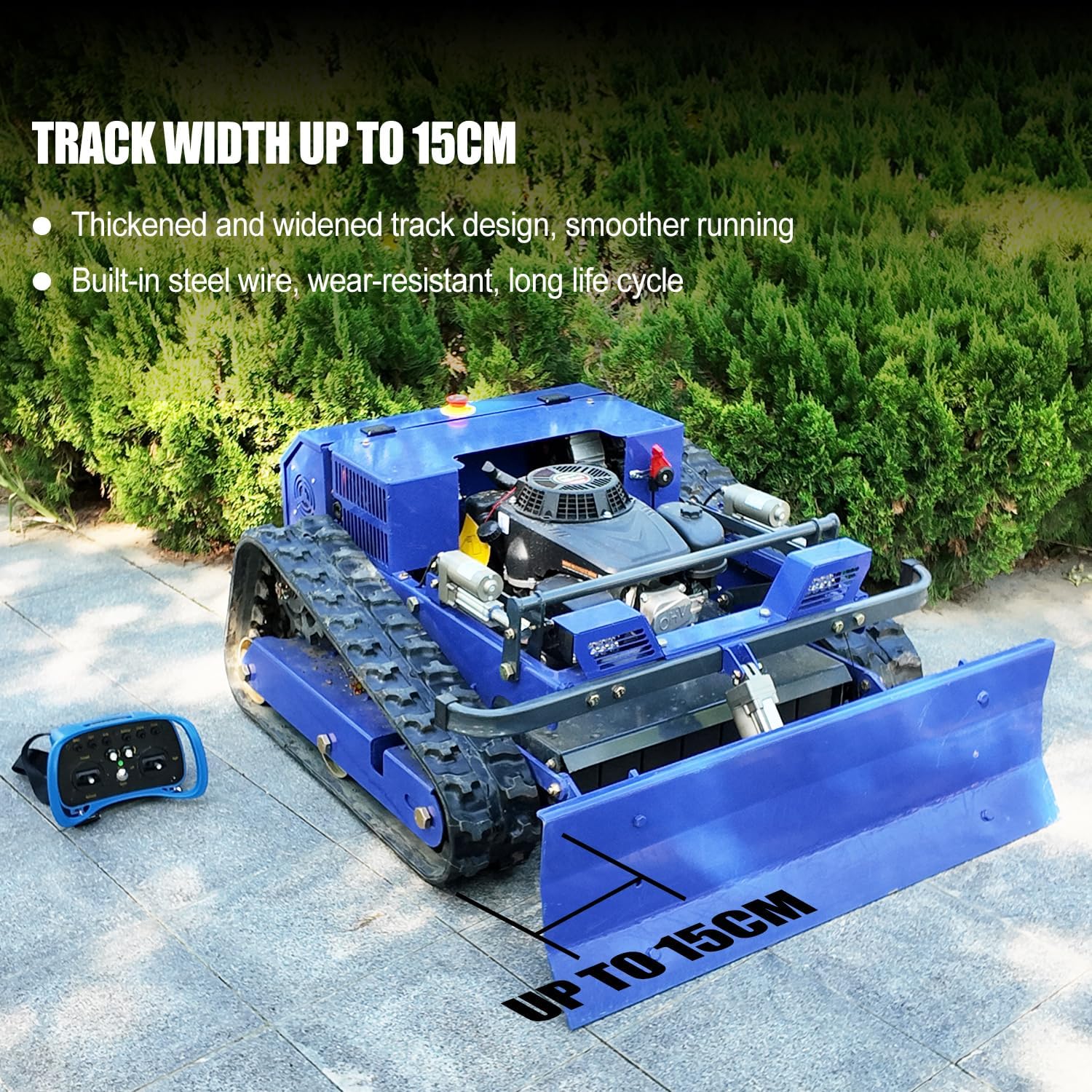 remote control lawn mower snow plow,remote control mower with snow plow worth buying,AIWEIYA AWY-550S hybrid mower pros cons,best remote control mower for steep slopes,tracked lawn mower for large turf,oil electric hybrid mower vs gas mower performance testing and real-world results