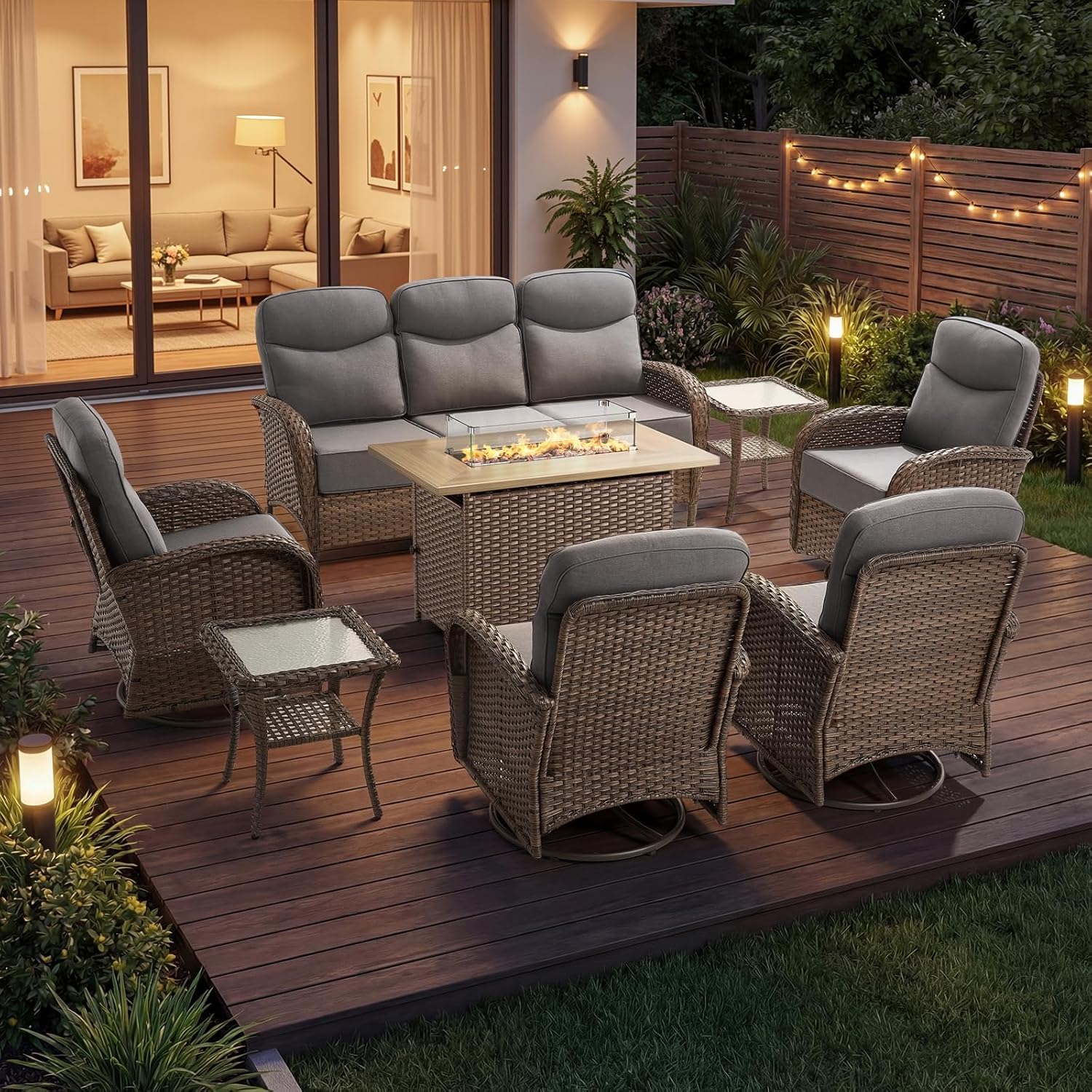 swivel rocker patio chairs worth it,should I buy swivel rocker patio chairs,Opohoro patio set pros cons,high back patio furniture vs regular,best outdoor conversation set for deck,fire pit table patio set features unboxing and complete package contents