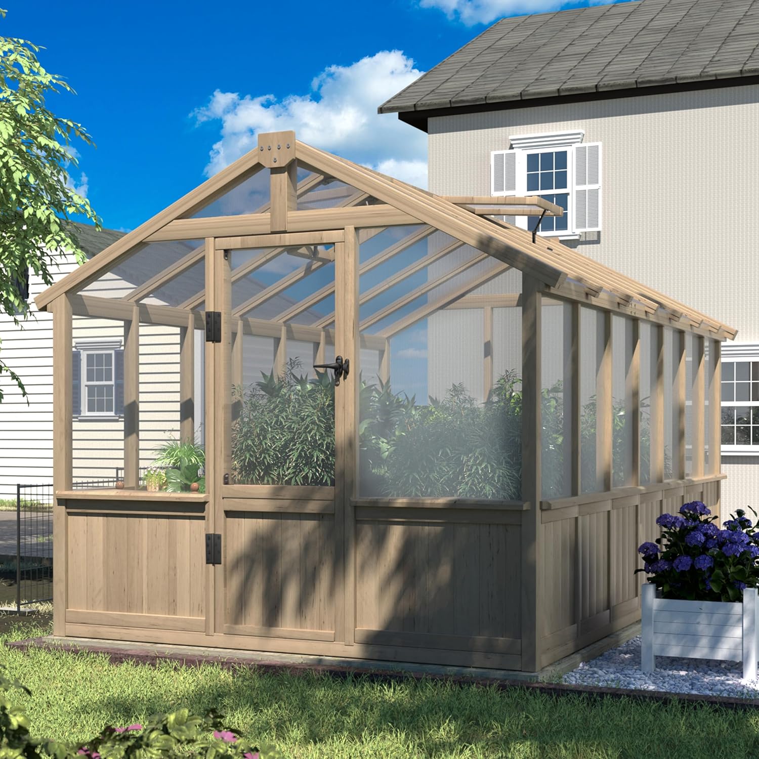 Image 1 of walk in wooden greenhouse