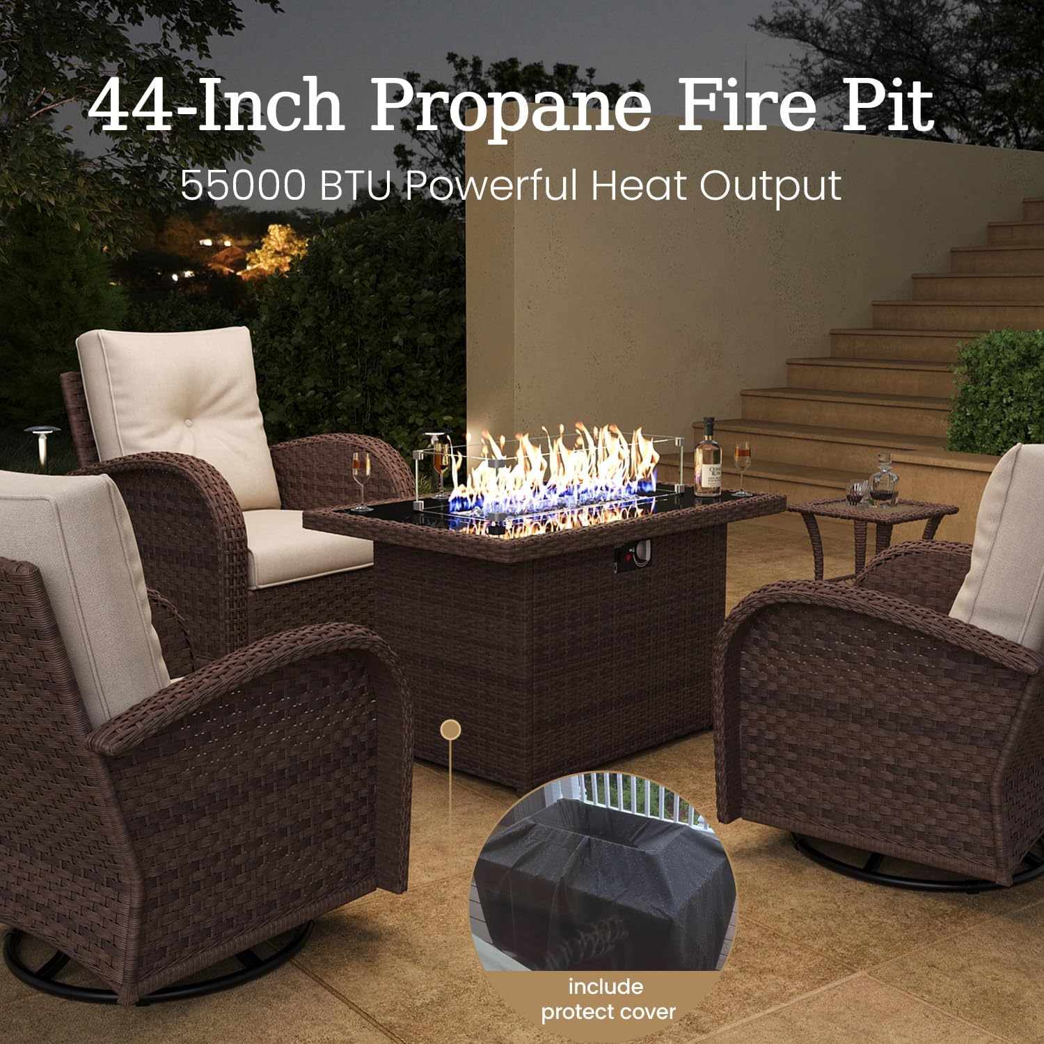 wicker patio furniture set with fire pit,best outdoor sofa set with fire table,Aeeiua 7 piece patio furniture pros cons,swivel rocker chairs for patio set,should I buy a fire pit conversation set,wicker furniture set with fire pit vs others performance testing and real-world results