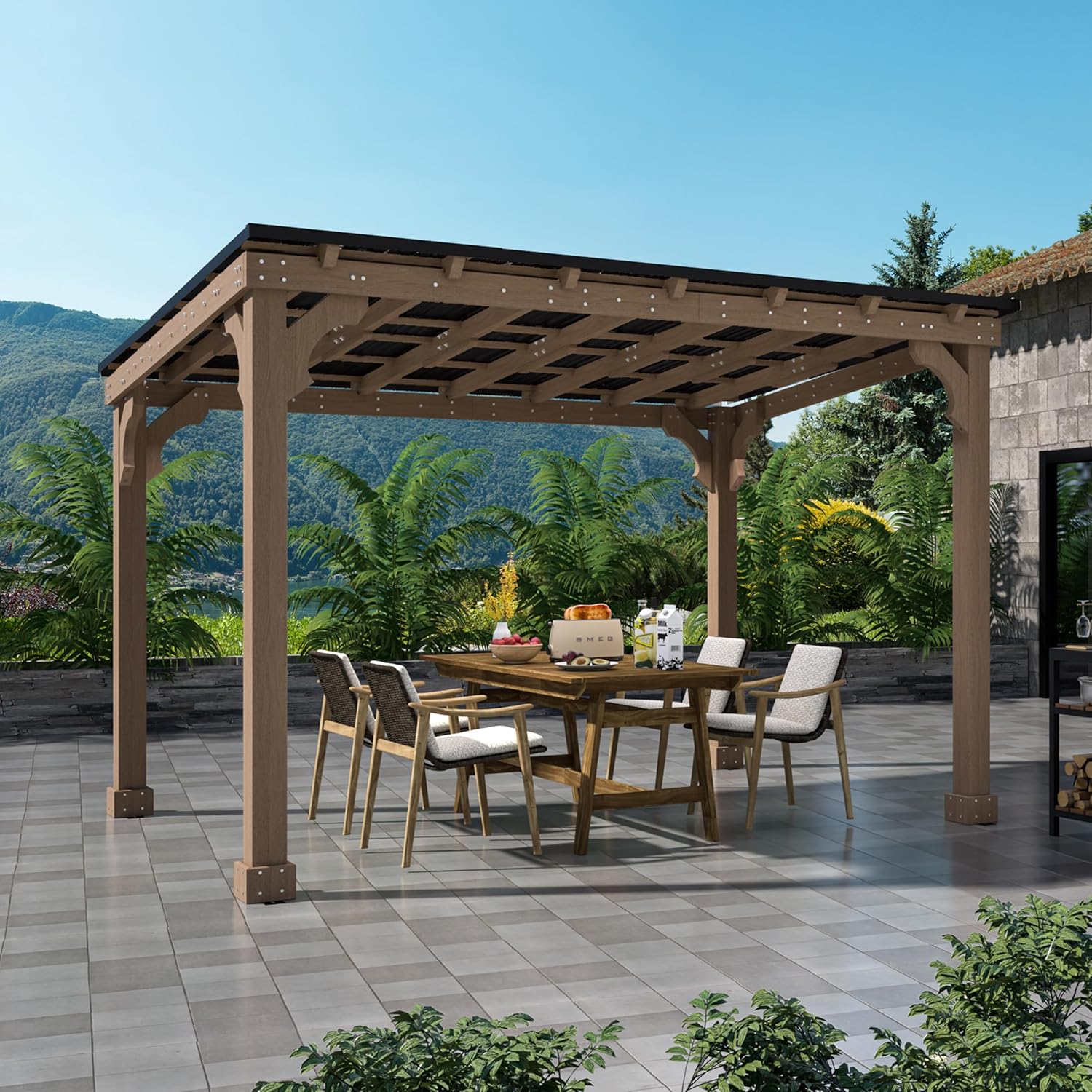 Image 1 of wood grill gazebo hardtop